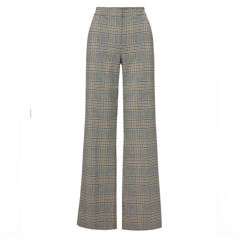 Veronica Beard Tonelli Wide Leg High Rise Plaid Pant